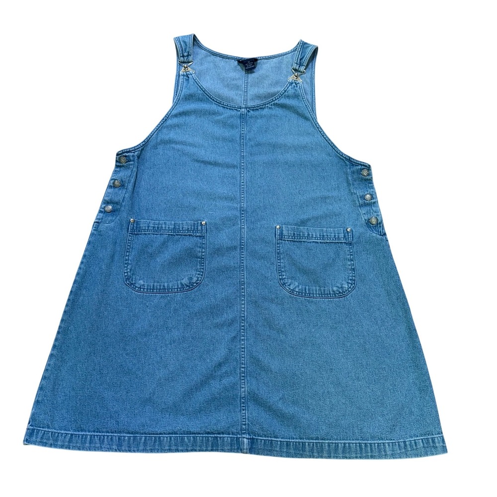 Vintage Blue J Denim Pinafore Dress Womens 1X Blue Cotton Jumper Overall‎ Dress